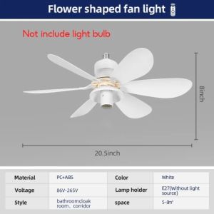 Ceiling Fans with Remote Control Bulb Fan Light Replaceable Light Bulbs E27 Socket Fan Household 3 Speed Ceiling Fan with Remote Control Strong Wind
