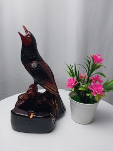 Asbak Resin Gaya Eksotis Burung Kacer Warna Coklat Gemerlap