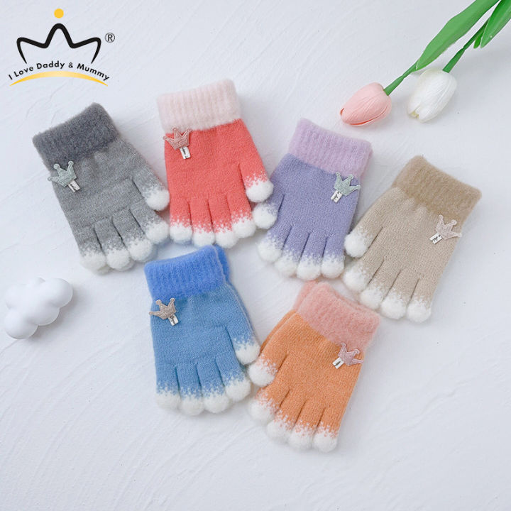 I LOVE DADDY&MUMMY 2-6Years Winter Kids Gloves Kindergarten Full