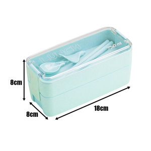 750ml/900ML Japanese Wheat Straw Lunch Box Portable Picnic Food Fruit Container Storage Box with Spoon and Fork