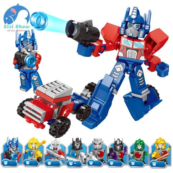 # Lele 8pcs Set Transformers Robot Building Blocks Minifigures Optimus 