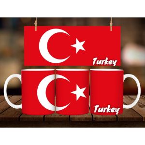 * 1 PC MUG WITH BOX * TURKEY FLAG MUG DESIGN 11oz with BOX SOUVINER MUG