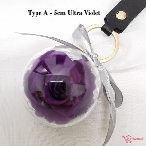 Preserved Flower Rose Keychain Handbag Charm Accessories PU Leather Korea Style - Mothers Day Birthday BFF Bridesmaid Gift - 4cm and 5cm Ball Size