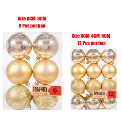 Christmas Tree Ornaments 12 Pcs 3-8CM Shiny Glitter Balls Pendant Hanging Decorations Holiday Xmas