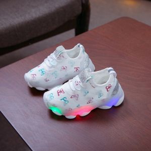 Sepatu Sneakers Anak LED Perempuan/Cewek Bahan Suede Motif Kupu-kupu 012 Terbaru Import - Murah