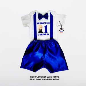 Bộ Đồ Cho Bé PH Boss Baby Quần Áo Sinh Nhật Cho Bé Tên Bé 0-12 tháng Trang Phục Chụp Ảnh Sinh Nhật 1 Tuổi Cho Bé Trai