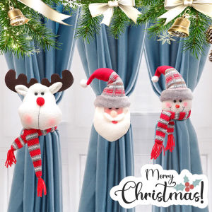 Christmas Curtain Buckle Tieback Santa Snowman Elk Xmas Curtain Ornaments Doll Home Decorative Accessories
