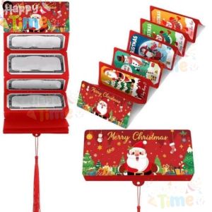 【Happy Time Exclusive】Christmas 10 Slot Money Packet Red Envolope Foldable Cash Holder Santa Xmas Tree Printed Gift Ornaments Holiday Party Gift Giving Red Green Blue Lucky Envolope for Kids Adults Exchange Gift Packaging New Year Tiktok Ins Viral Setup