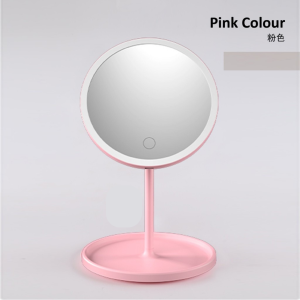 Ready Stock LED USB Rechargeable Rotatable Three Light Mode Plastic Pink White Dressing Makeup Mirror with Light Beauty Cosmetic Girls Desk Table Lamp Storage Tray