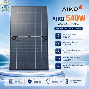 Tấm Pin Năng Lượng Mặt Trời AIKO 540W 2 mặt kính Chính Hãng SOYER TECH Phân Phối -AIKO-A540-MCE60Mw