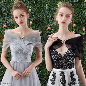 [COD] Biubiuni Phụ nữ buổi tối Bên Nhún Vai Màu rắn Shawl DRESS Cover up Vai CAPE cho đám cưới bên nhẹ vai che up