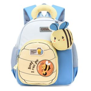 YESMILE Phim hoạt hình Ba lô trẻ em Little Bee Mở rộng dây đai Giảm bớt gánh nặng Ba lô mẫu giáo Dễ thương Thoáng khí Túi đi học cho trẻ em Dành cho bé trai và bé gái