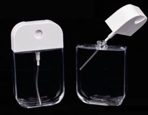 ขวด 50 มล.(12 ใบ) พลาสติกทรงแบน +หัวสเปรย์ (GW=0.8Kg.)