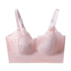 Women Lace Bra Plus Size M-5XL Thin Without Steel Ring Fixed Cups Gather Breathable Bra
