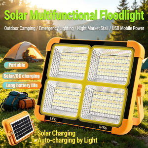6000WSolar Emergency Light Outdoor Waterproof LEDFloodlight With Power Bank Function Recharge Camping Flashlight for SOS