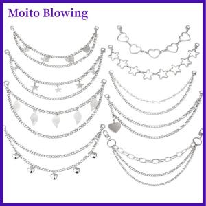 Moito สายสร้อยโลหะหลายชั้นแบบ DIY จี้รูปหัวใจผีเสื้อรูปดาวห้อยกระเป๋าสะพายไหล่สายโซ่สำหรับกระเป๋า