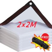 Transparent Trapal Cover Clear Waterproof UV-Resistant Tarpaulin with Rope for Garden Greenhouse Outdoor Use Sunshade