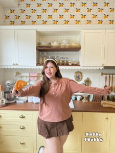 เสื้อโอเวอร์ไซส์สาวอวบ 💋ผ้านิ่มยืดเยอะ ทรงคอบัว แขนยาว เพิ่มปักอก Club Chubby ใครยังไม่มีต้องตำละ ✨สาวพลัสไซส์ก็สวยได้✨