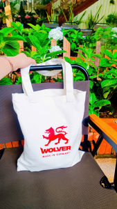Túi canvas cao cấp logo thương hiệu Wolver - Túi có đáy - không khóa kéo - 30 cm x 35 cm