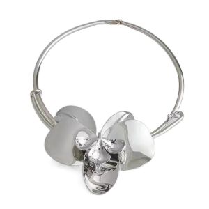 YOCKY Alloy Large Metal Flower Necklace Oversize Bohemian Exaggerated Choker Accessories Vintage 3D Flowers Necklaces Women