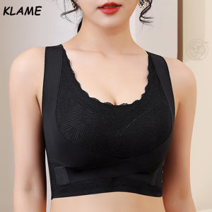 KLAME M-3XL Plus Size Traceless Sports Underwear Womens Running Shockproof Fitness Bralette Female Belt Breasted Adjustment Type Gathering Yoga Sports Bra KLM288