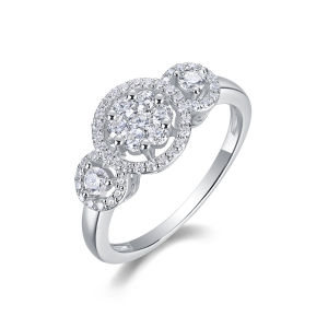 S925 Sterling Silver Mosonite Diamond Ring Womens Luxury Wedding Party Ring