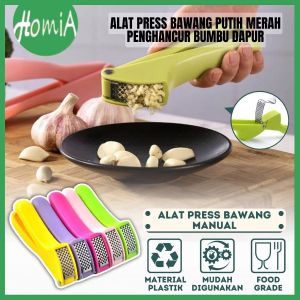 Alat Penghancur Bawang Putih Merah Manual / Garlic Press Crusher / Penggerus Jahe Kunyit Bumbu Rempah Pencacah Serutan Perlengkapan Dapur Serbaguna Food Grade - HOMIA
