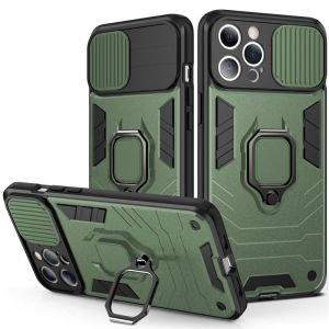 FLOVEME Camera Protection Armor Phone Case For iPhone 13 12 11 Pro Max XR XS Max X 7 8 Plus Shockproof Bumper Ring Holder Back Cover