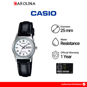 Jam Tangan Wanita Casio LTP-V006L-7B White Dial Black Leather Strap