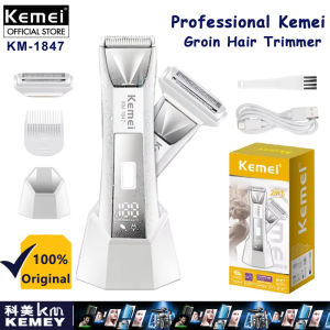 Kemei KM-1847 Electric Shaver For Private Part Women USB Rechargeable Cordless Groin Hair Trimmer Men‘s Private Clipper