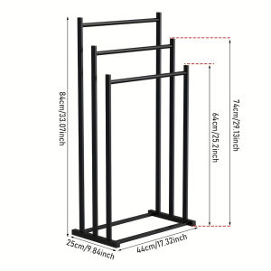 Freestanding Towel Rail 3-Tier Iron Towel Stand Stable Towel Holder Storage for Bathroom