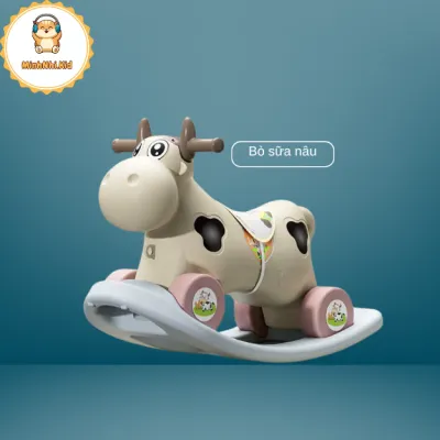 Ngựa bập bênh 3in1 đa chức cho bé từ 8 tháng tuổi đến 4 tuổi vừa bập bênh vừa chòi chân có nhạc có tay đẩy Minhnhi.Kid