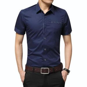 2026 Summer New Mens Shirt Brand Luxury Men Cotton Short Sleeves Dress Shirt Turn-down Collar Cardigan Shirt Men Clothes