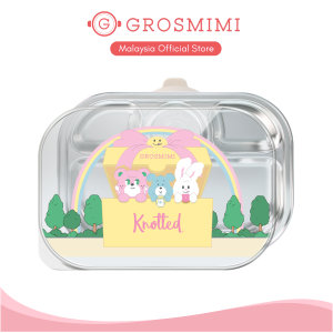 Grosmimi X Knotted 5 Compartment Baby Stainless Food Tray With Cover & Suction