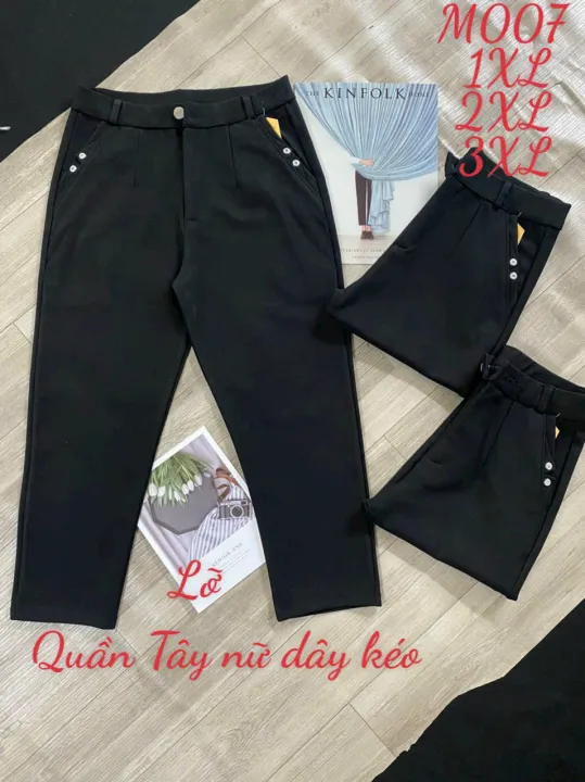 Quần Kaki Nữ Lỡ 9 Tấc Hàng Cotton Mềm Mịn Co Giãn Mạnh Suông Lai Dây ...