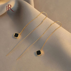 Frascati High Sense Simple Black Square Pendant Long Ear Line Korean Fashion Jewelry Girls Temperament Earring Accessories For Woman