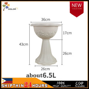 [COD]Flower pot resin Roman European-style cup-shaped succulent green radish plastic imitation ceramic / 350L -350H light beige
