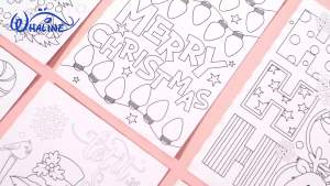 Whaline 48 Pack Blank Christmas Color Your Own Postcards to Santa 6 Designs Coloring Merry Xmas Greeting Letter Cards Wish List Writing for Family School Classroom Party Favors 4 x 6 In