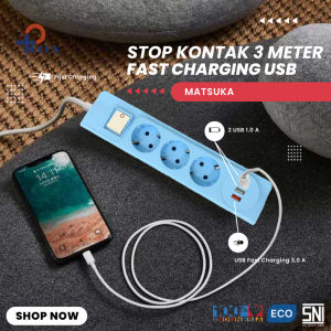 Stop Kontak TA-9925 /SKT 3 Lubang + Saklar +USB + Kabel 3 Meter Kabel Tembaga Murni SNI