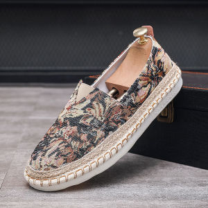 Chinese-Style MenS Shoes Summer Breathable Linen Shoes MenS Slip-On Work Canvas Shoes Non-Slip Soft Sole