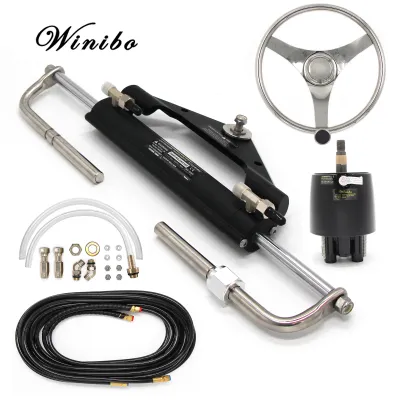 Winibo Outboard Engines up to 150HP Hydraulic Steering Kit With Steering Wheel for Boat with Helm PumpCylinder and Tubes Kits ZA0300