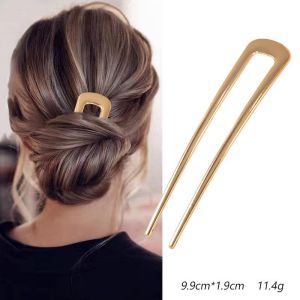 Simple Retro Metal U Shape Hairpin Silver Gold Elegant Hair Stick For Women Fashion Hair Accessories Womens Headwear