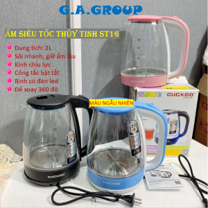 Ấm siêu tốc thủy tinh Bình đun nước ST16 trong suốt công suất 1500W-Bình siêu tốc dung tích 2L có đèn led