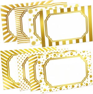 Zacool 240 Pcs Gold Foil Name Tags Stickers(3"x 2") Gold Border Christmas Gift Tag Stickers Sticky Christmas Name Tags Stickers Gold Name Tag Labels for Gift Themed Party Family Home School Office