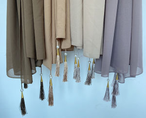 Jifang Phụ Nữ Đồng Bằng Chiffon cát Khăn Choàng Với Ngọc Trai Tua Muslim Phụ Nữ Hồi Giáo tiệc cưới Nặng Voan Hijabs Khăn Choàng Khăn Choàng Headscarf Wj558