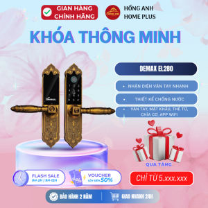 Khóa cửa vân tay tân cổ điển Demax EL280 Gold app wifi chính hãng công nghệ Đức sang trọng cao cấp