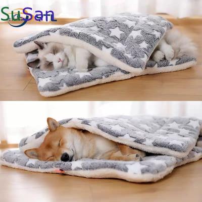 Pet ผ้าปูที่นอนสำหรับแมวและหมา เสื่อนอนสัตว์เลี้ยง ขนสัตว์หนา นุ่มสบาย ล้างได้ อุปกรณ์สัตว