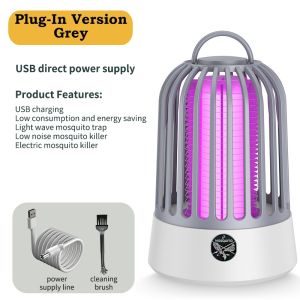 Mosquito Killer Lamp Rechargeable /Plug-in Quiet Non-toxic Electric Mosquito Killer Lamp for Indoor Outdoor Use