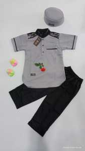 Koko Ar-rori Baju Setelan Anak Laki-laki Kurta Pakistan Lengan Pendek Bahan Katun Toyobo 3-12 Tahun