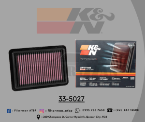 K&N AIR FILTER 33-5027 (HONDA JAZZ/BRV 2023/HRV/FIT 21-22 CITY 1.5L)
